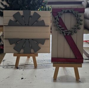 Farmhouse style wood tray sitters